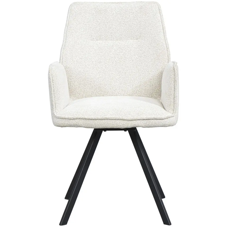 Eetkamerstoel Raffy met armleuning - stof - cr&egrave;me