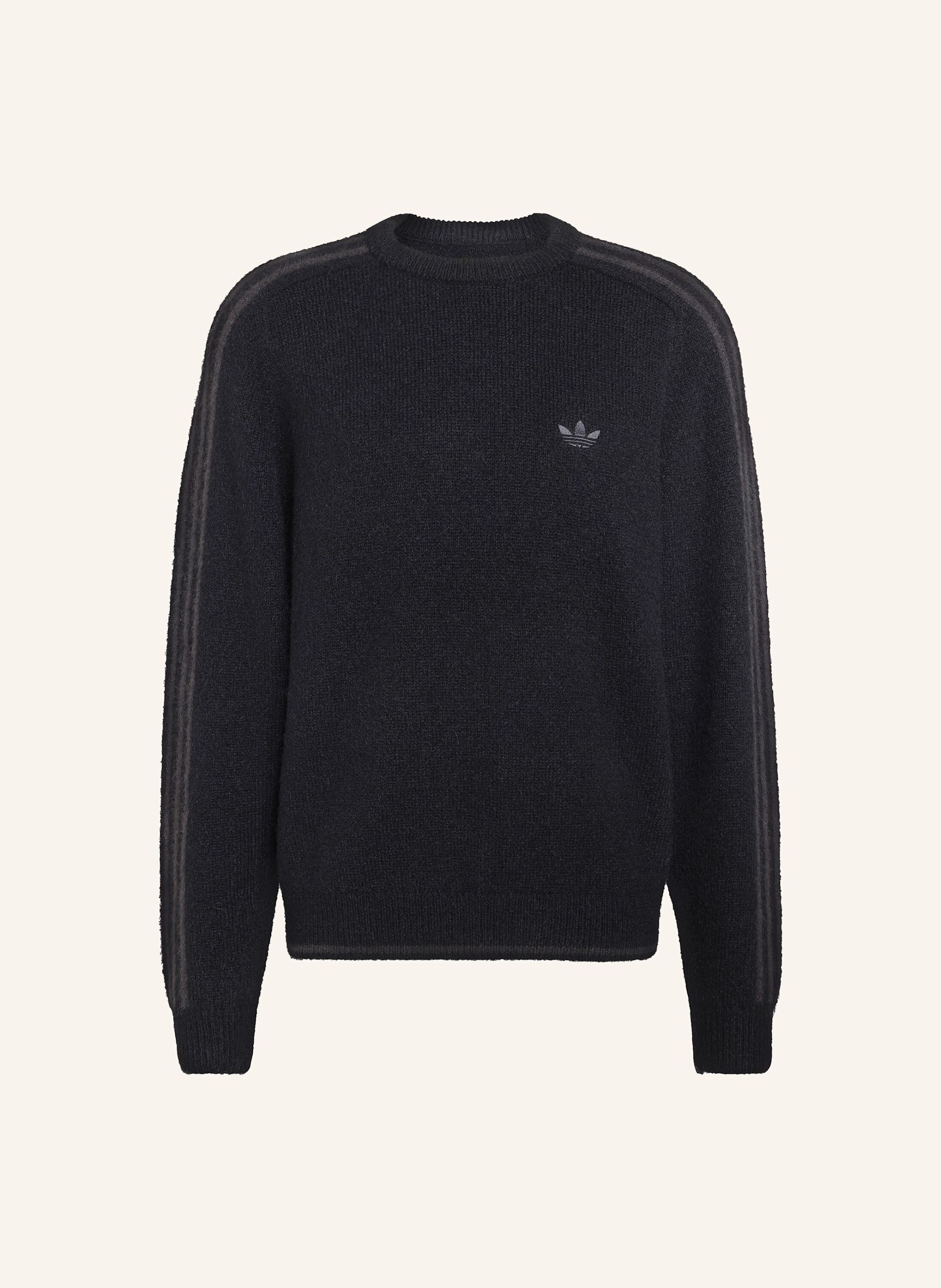 adidas Originals 3 STREIFEN SWEATSHIRT, FLUFFIGER STRICK, RUNDHALSAUSSCHNITT