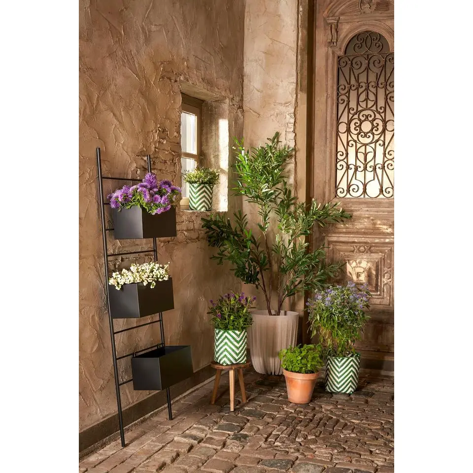 Mica Decorations Merlijn Plantenmand - H26 x &Oslash;24 cm - Donkergroen