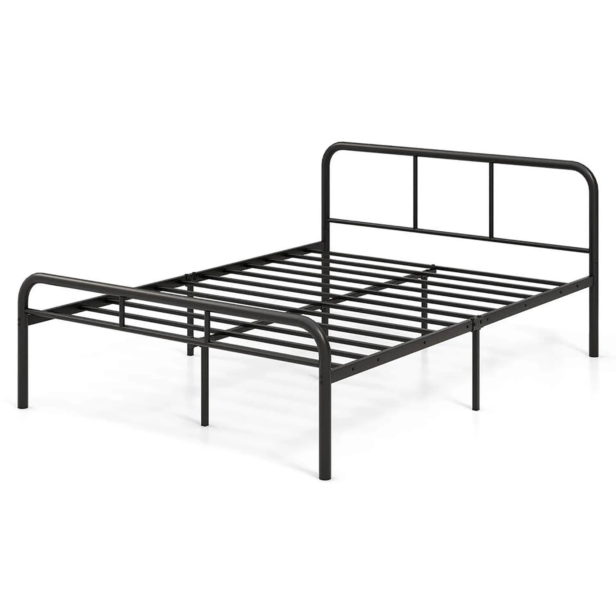 Gymax Full Size Bed Frame Metal Platform Bed Base w/ Headboard &