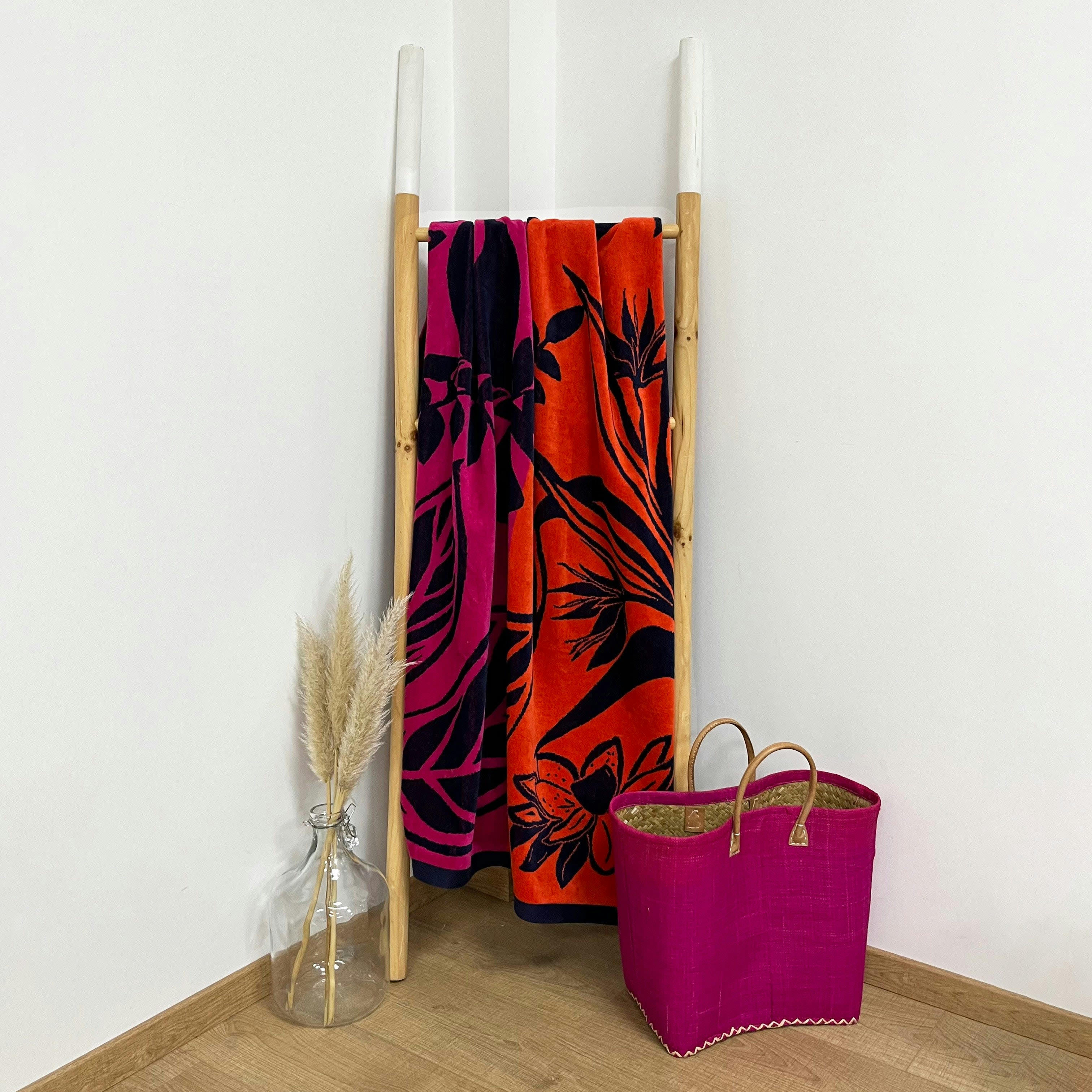 PLAGE - Serviette de plage éponge velours Jacquard Mosquito 90x170 400g/m²