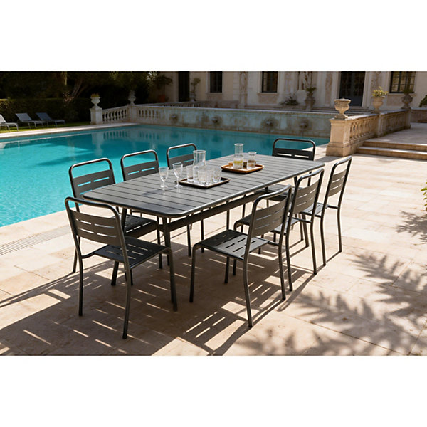 Ensemble table de jardin 200 cm et 8 chaises BERGAME