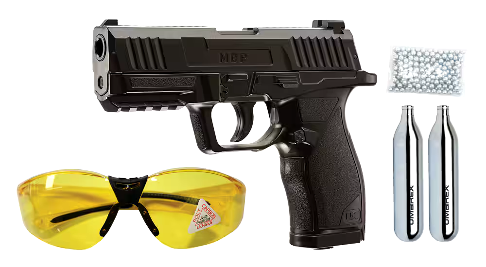 Umarex MCP Kit .177 Caliber CO2 Powered Air Pistol Starter Kit Incl. 200 BBs, Goggles