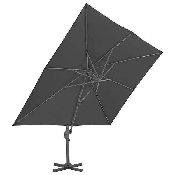 Parasol de jardin déporté avec mât en aluminium 4 x 3 m Noir vidaXL