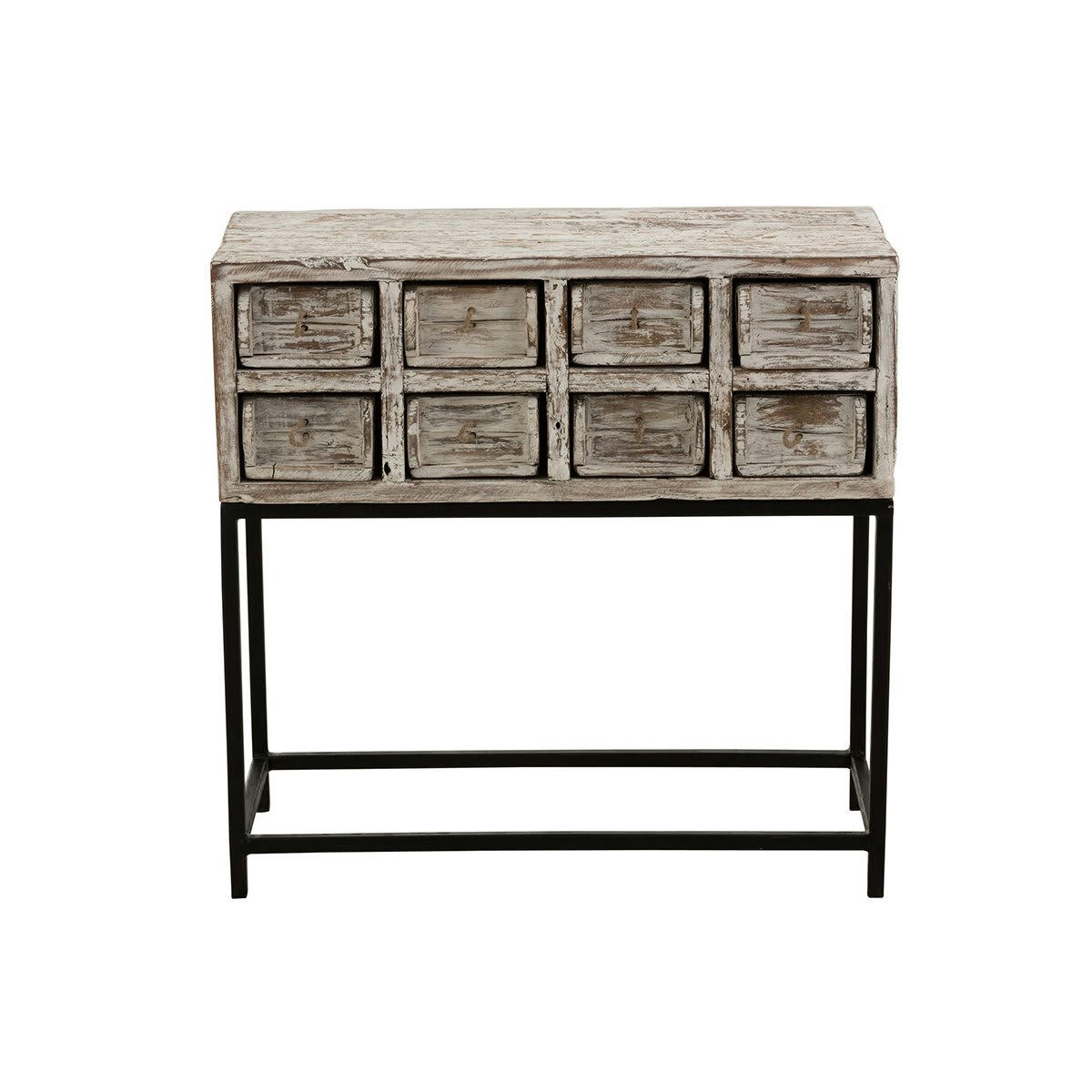 CAMILLE - Console vintage 8 tiroirs en bois recyclé