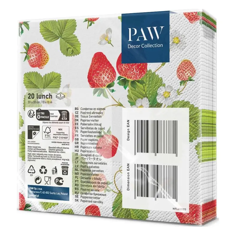 Serviette 20er-Set Strawberries with bees