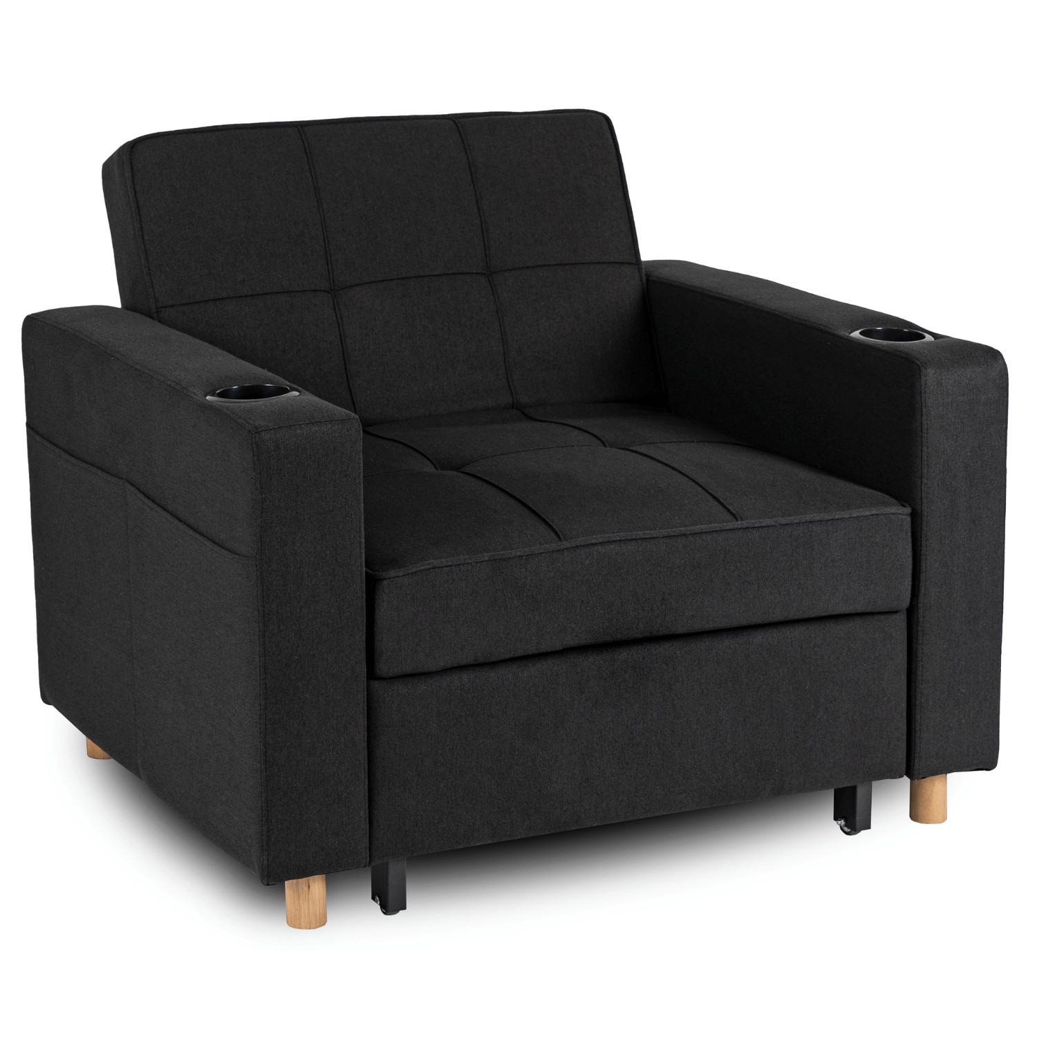 Amerykanka Fotel Rozkładany Sofa Kanapa Do Spania Wypoczynkowy Czarny SOLOR