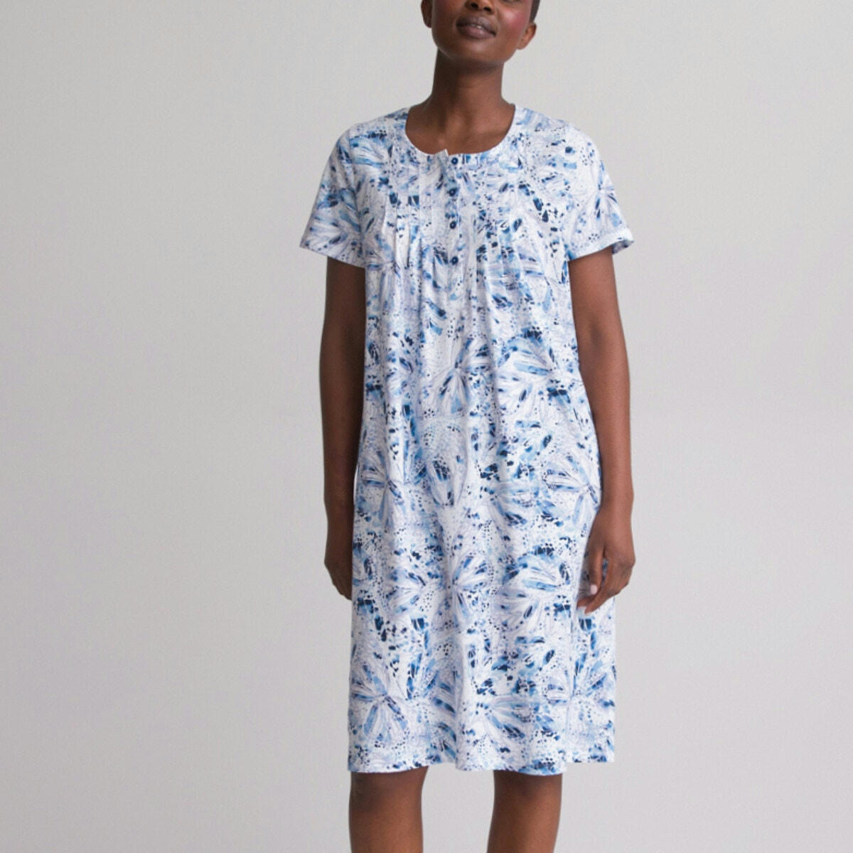 Chemise de nuit imprimée, manches courtes