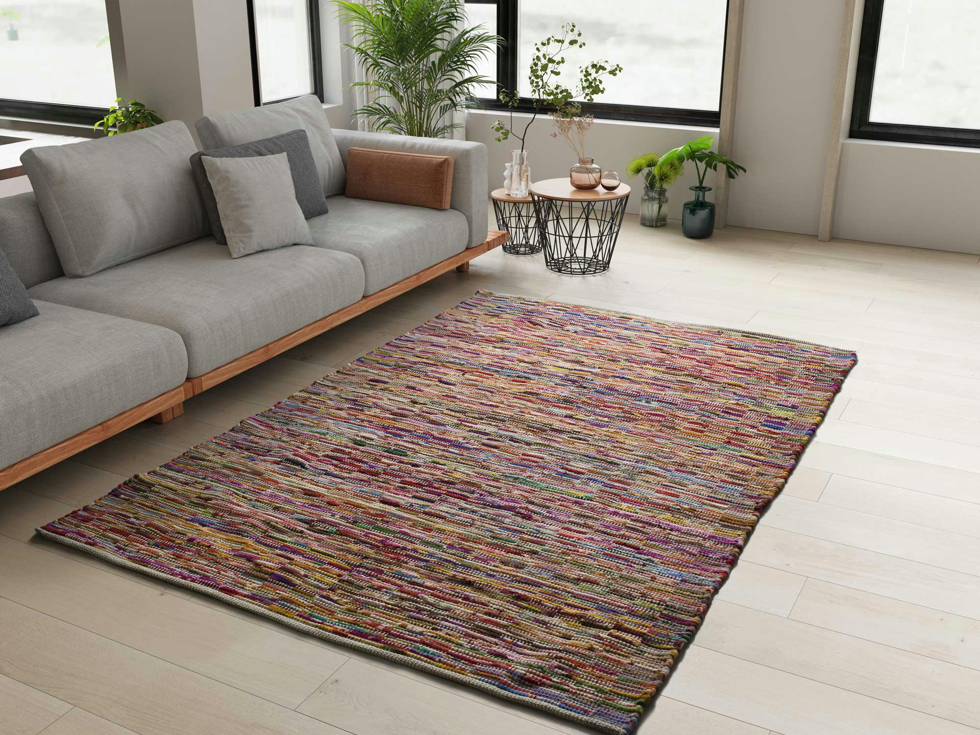 REUNITE - Tapis recyclé de style ethnique multicolore, 60X110 cm