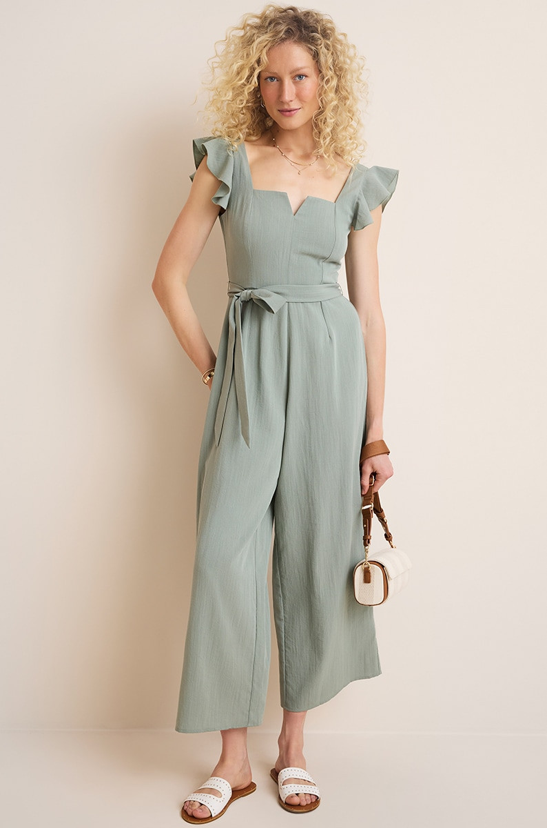 Greta Flutter Sleeve Cropped Jumpsuit