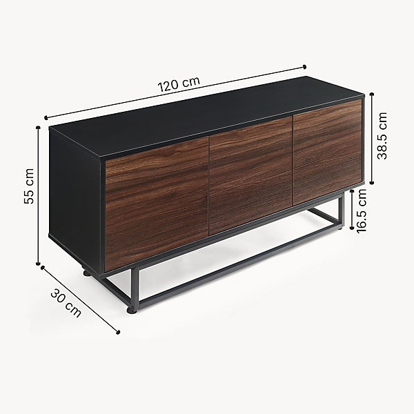 Commode Boxholm 120 x 30 x 55 cm noir effet noyer en.casa