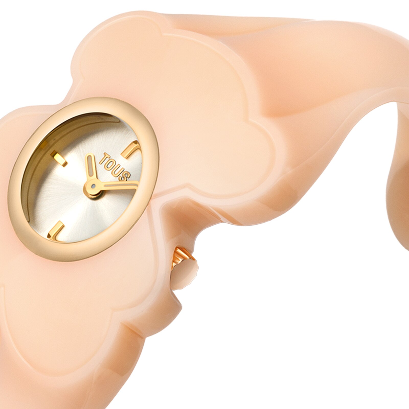 Reloj analógico de acero dorado y policarbonato rosa T. M Bear Folks