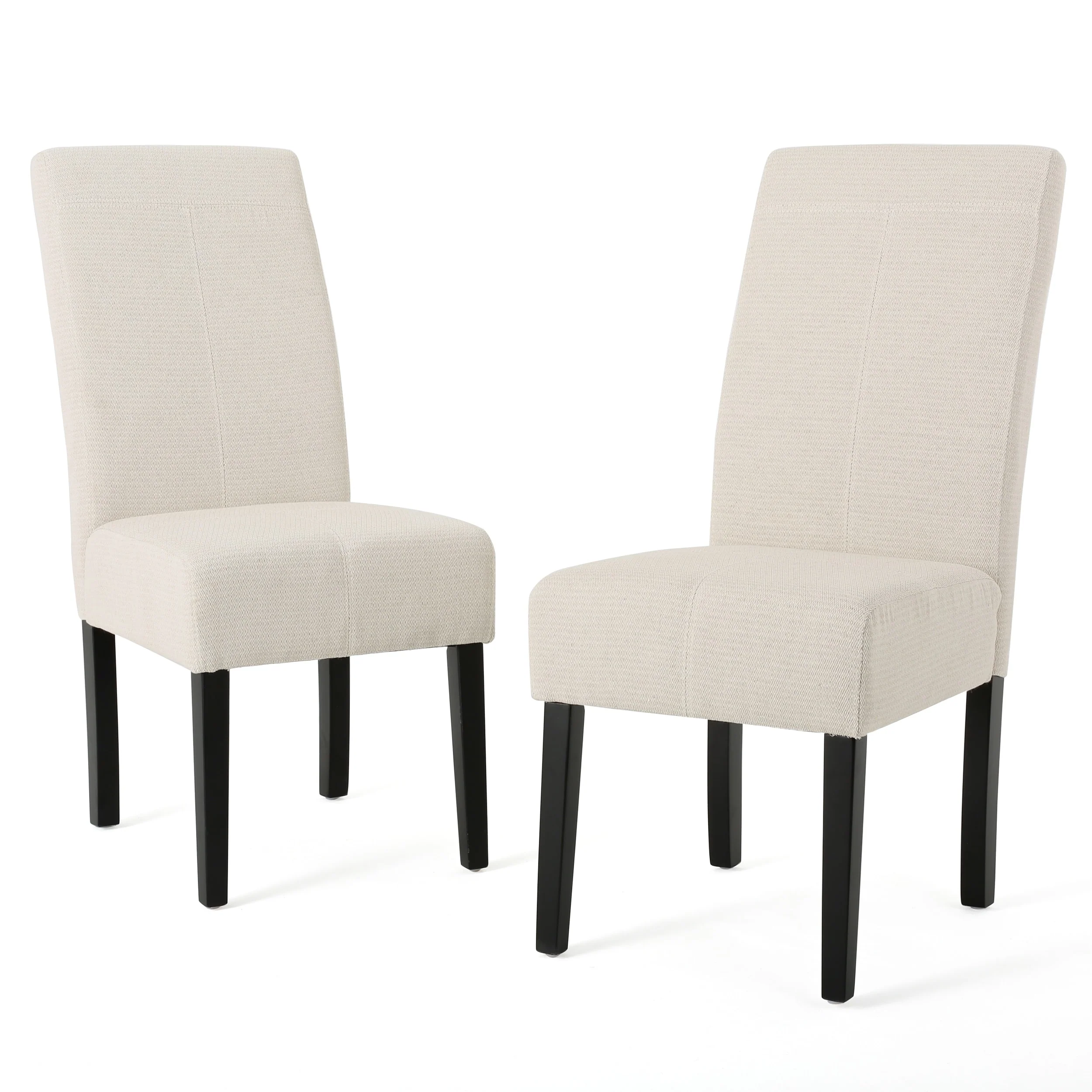 T-stitch Pattern Beige Fabric Dining Chair (Set of 2) by Christopher Knight Home