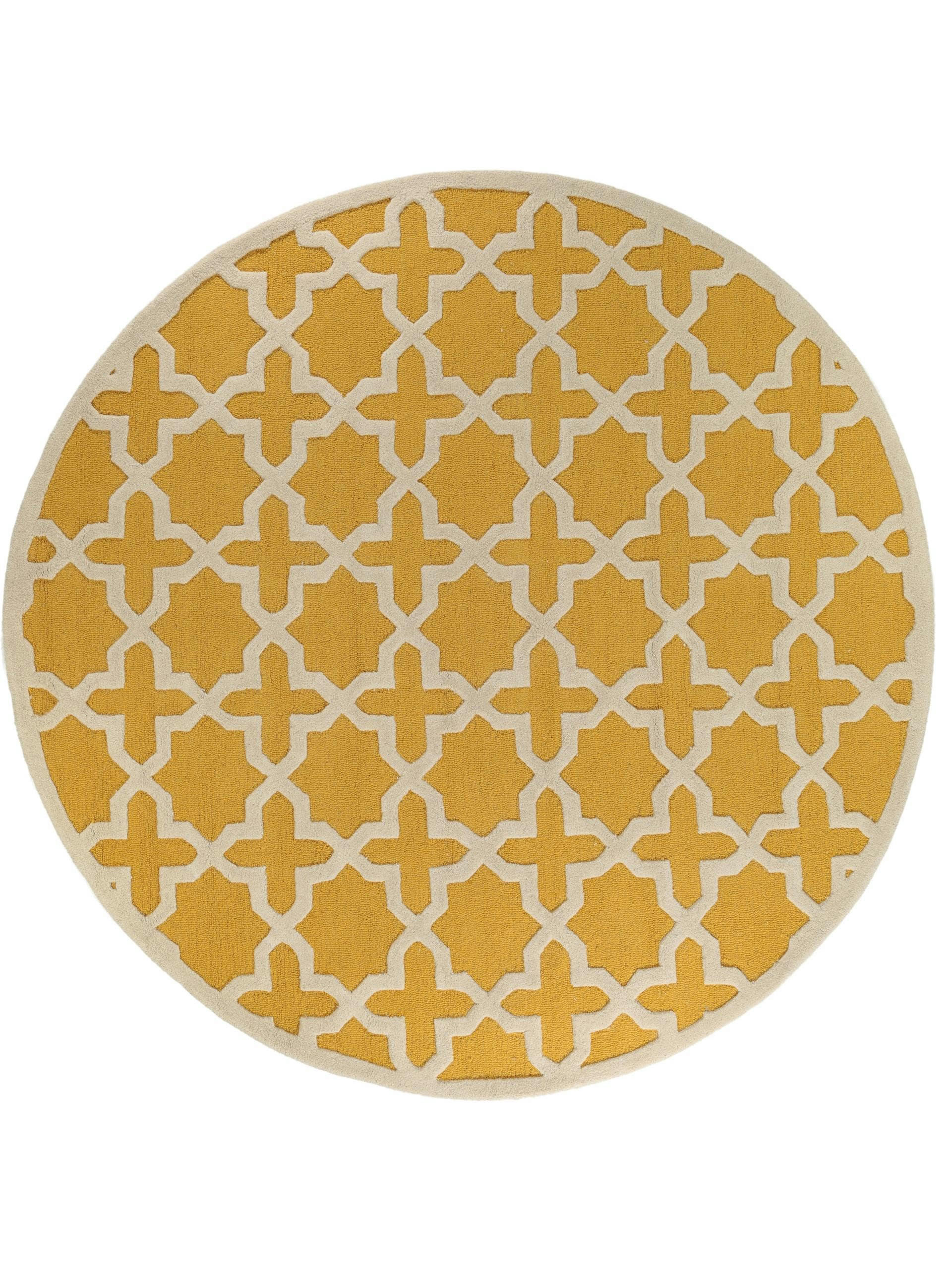 WINDSOR - Tapis en laine rond jaune D 200