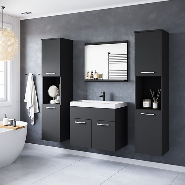 MINIO go for it, Ensemble de meubles de salle de bains en noir - MONTANA XL