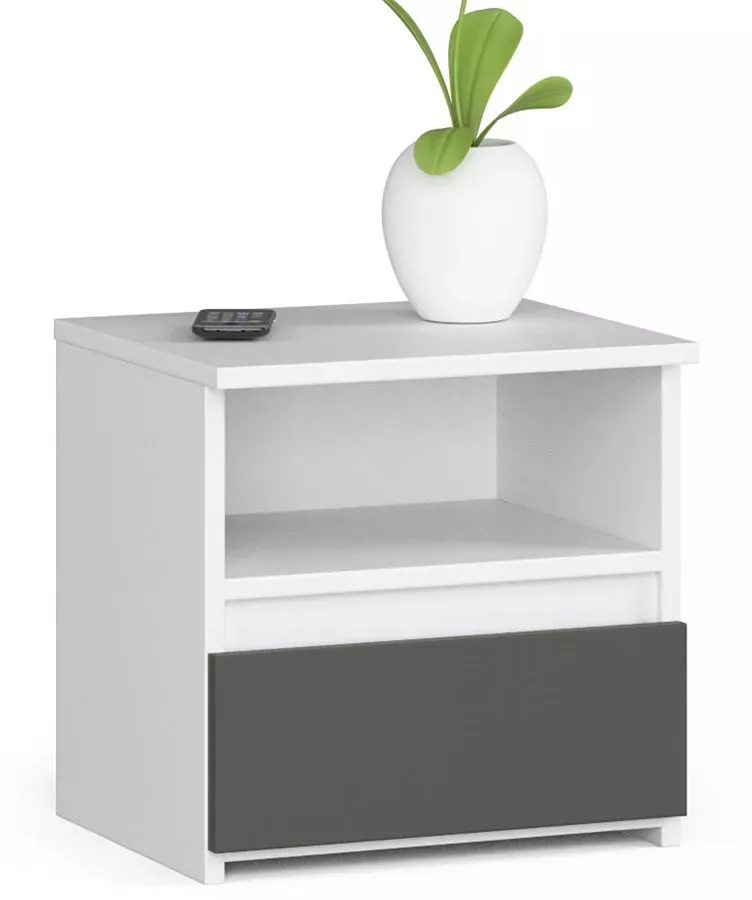 Minimalistyczna szafka nocna biały   szary - Tiska