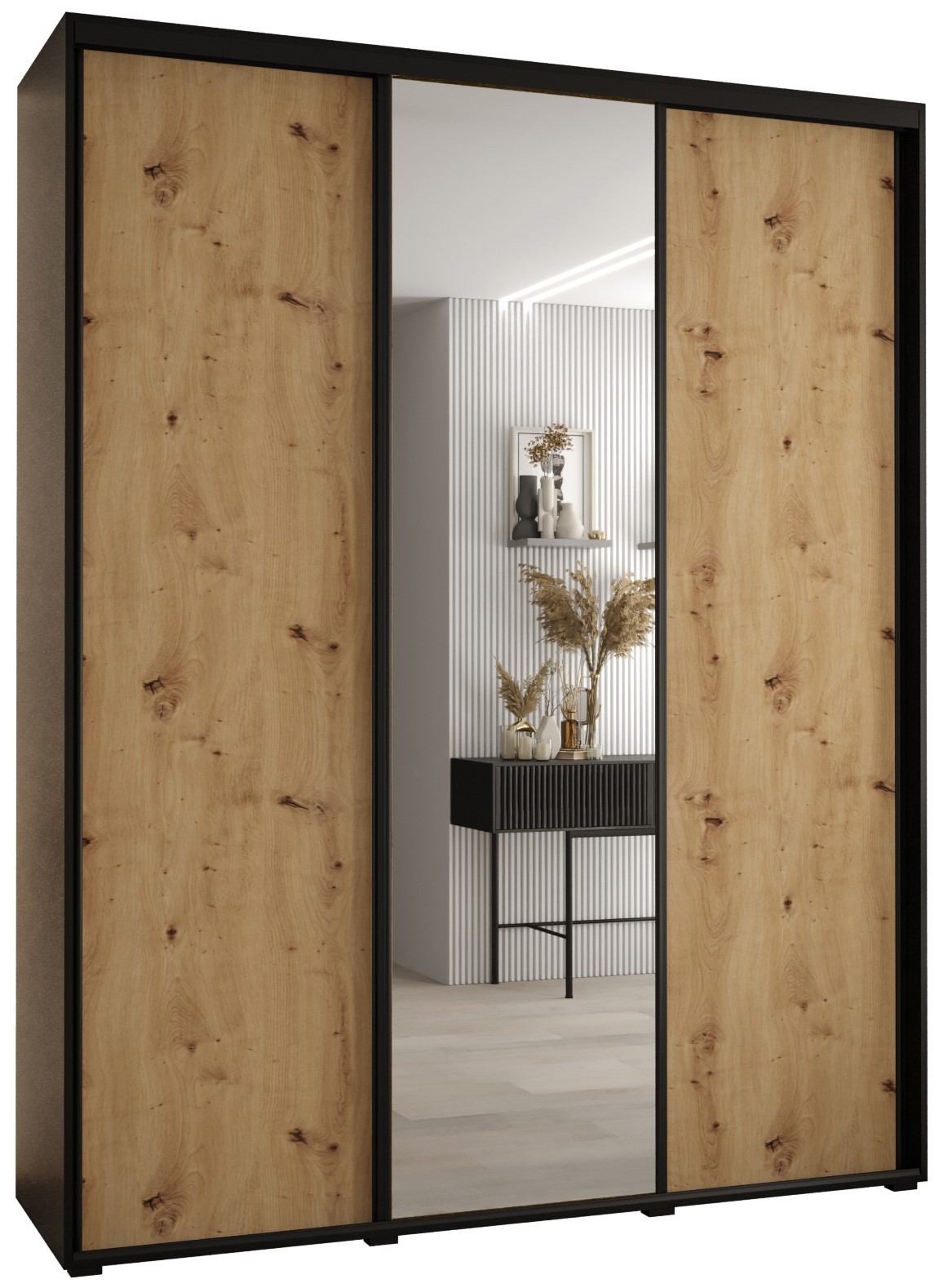 Szafa przesuwna 45 wysoka Davos 3 200 czarny artisan czarny