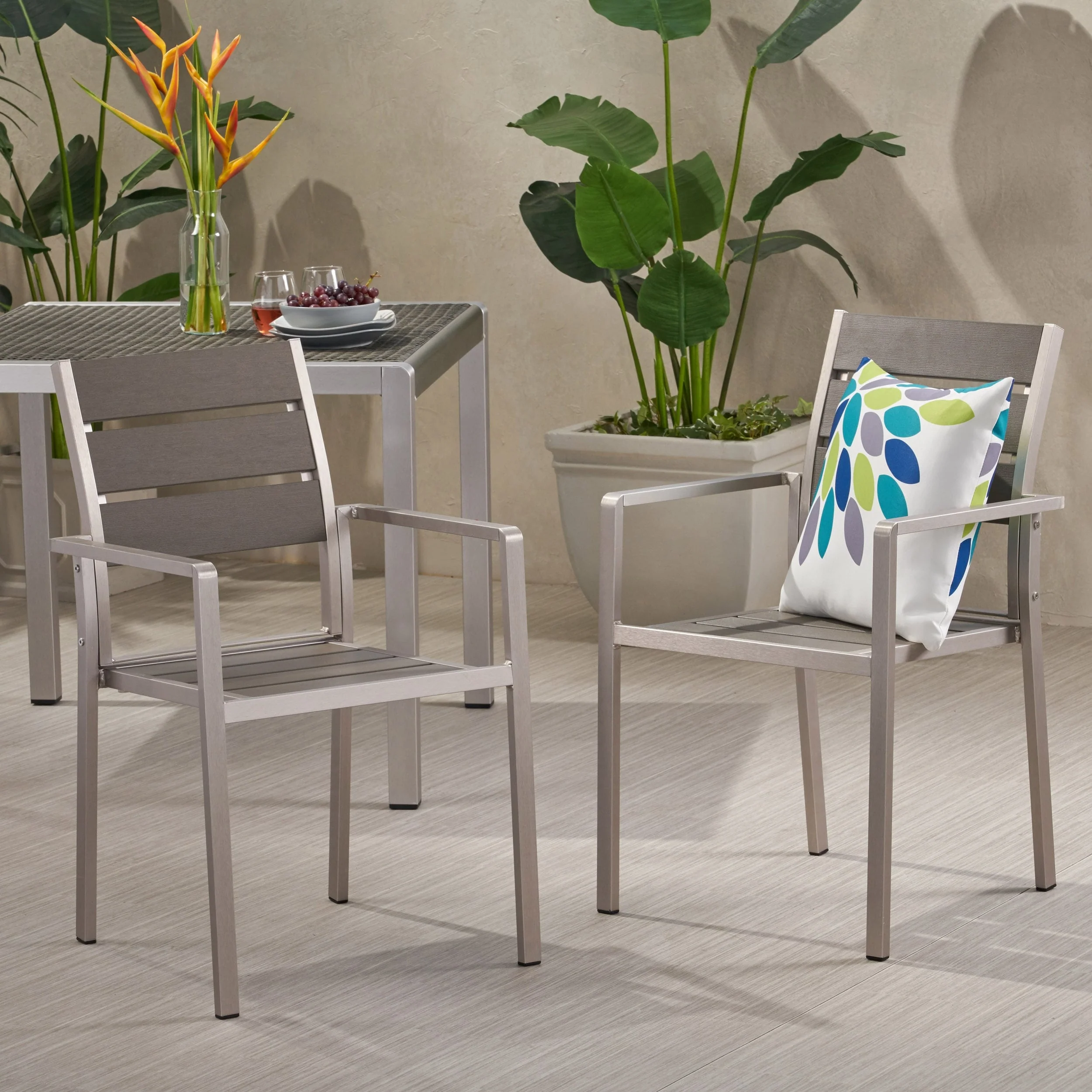 Cape Coral Outdoor Modern Aluminum Dining Chair (Set of 2) by Christopher Knight Home