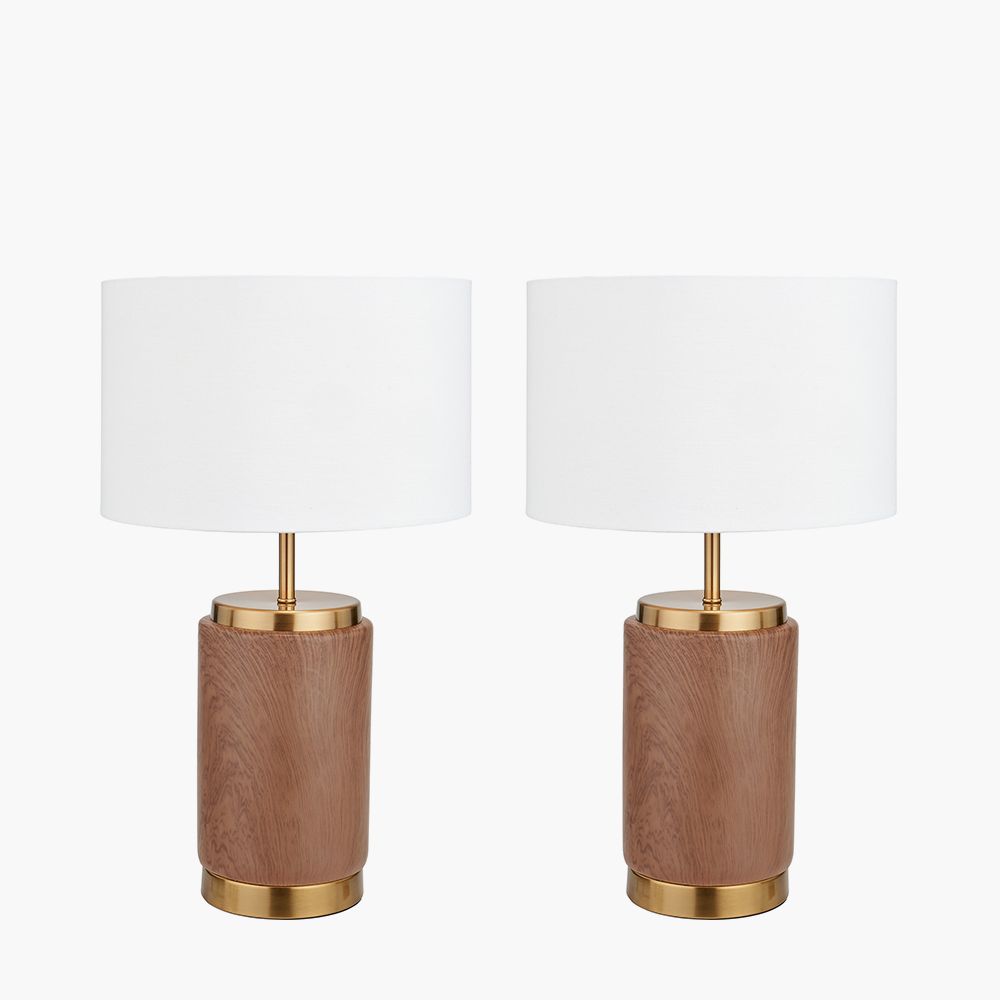 Ruma Set of 2 Carrara Wood Effect Ceramic Table Lamp