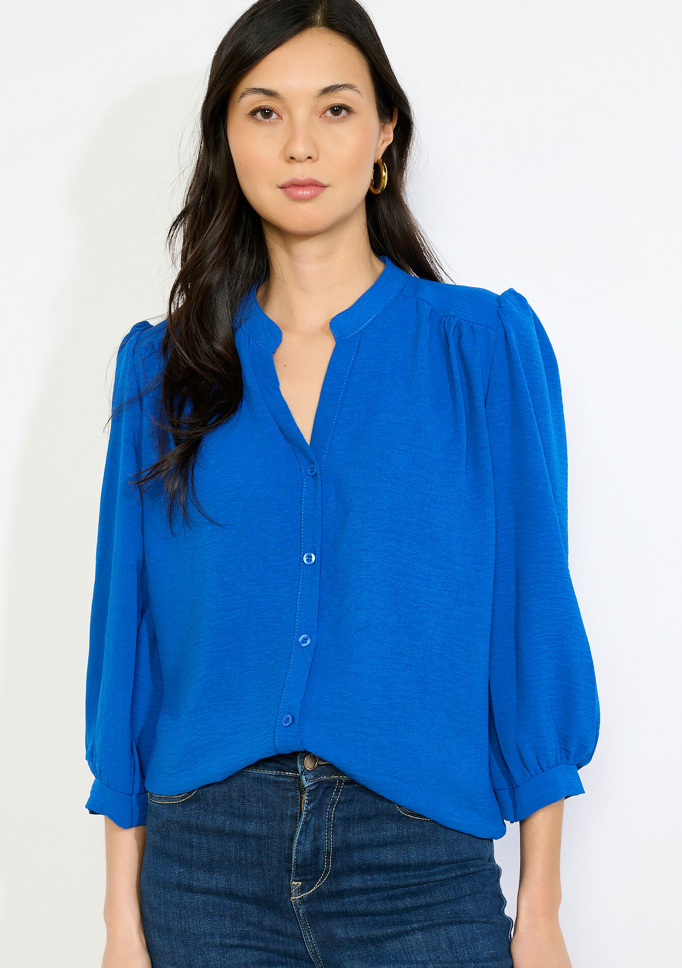 Vloeiende blouse met V-hals