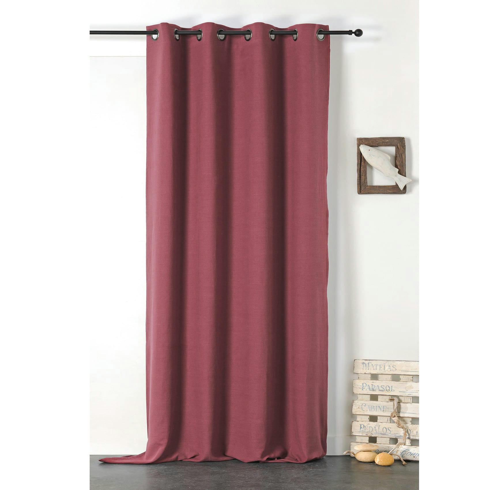 - Rideau en 100% lin libeccio bordeaux 135x255 cm