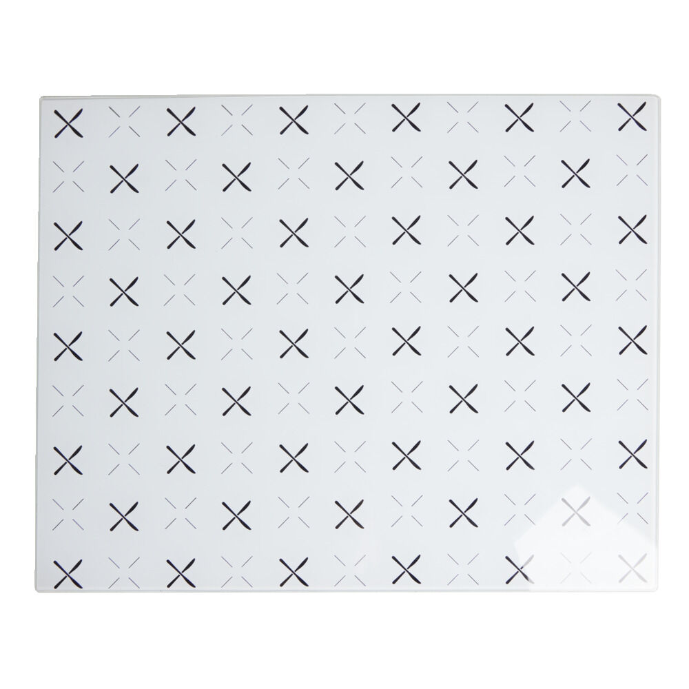 Planche à découper en verre blanc motif noir 30x38cm