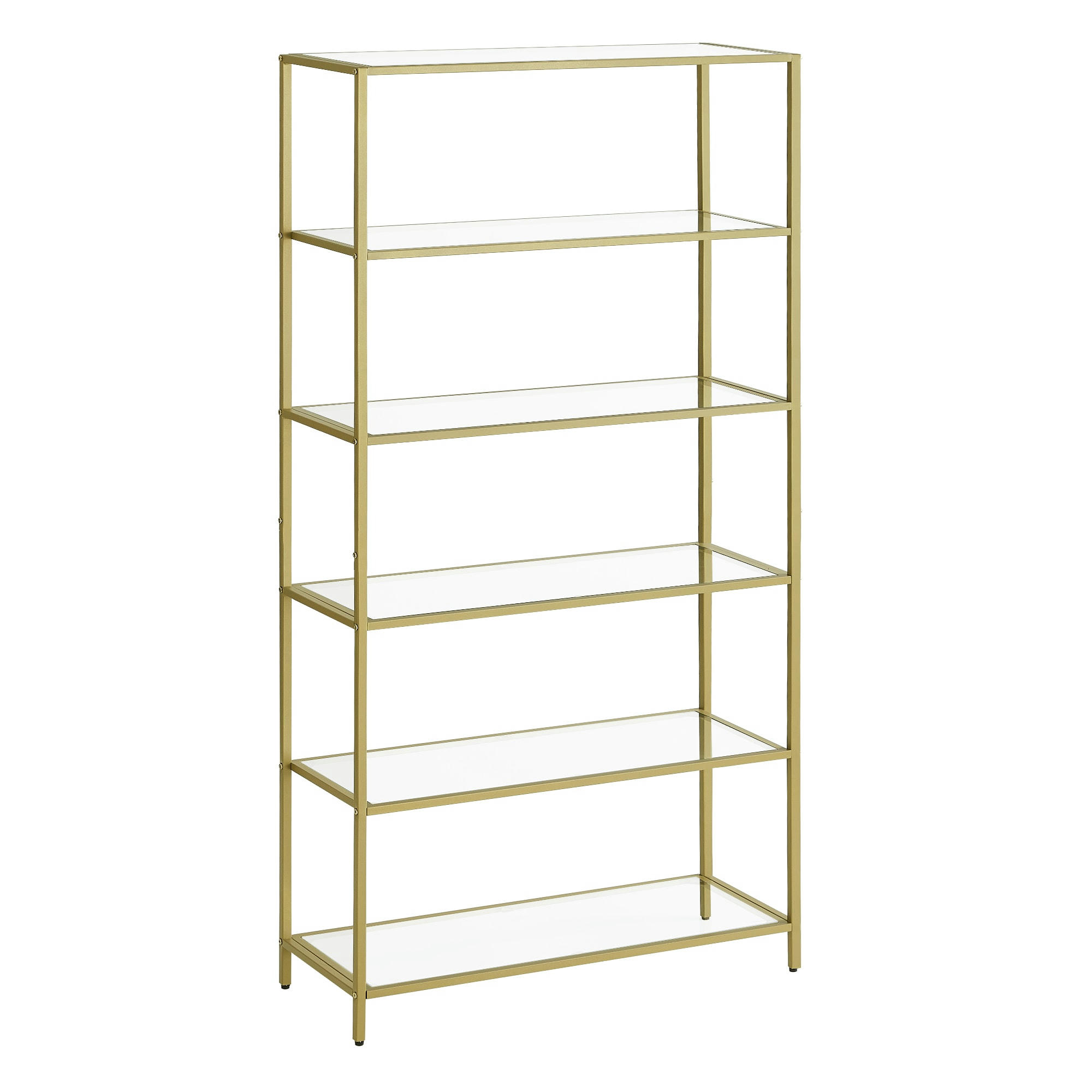 - Étagère 6 niveaux style moderne verre acier transparent doré