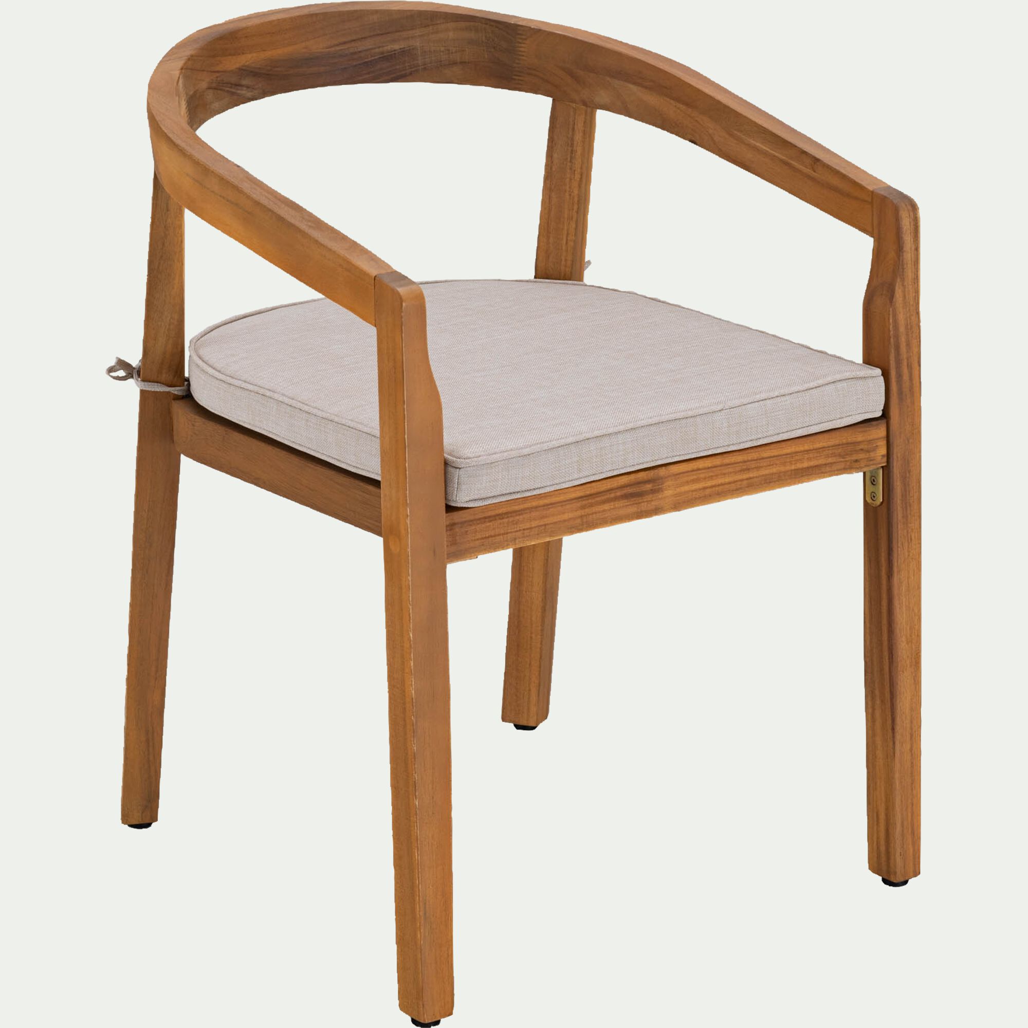 GARLABAN - Chaise de jardin avec accoudoirs en acacia avec coussin - bois clair