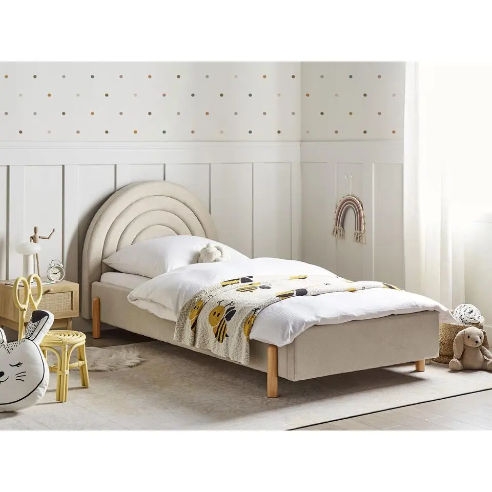ANET - Bed - Beige - 90 x 200 cm - Stof