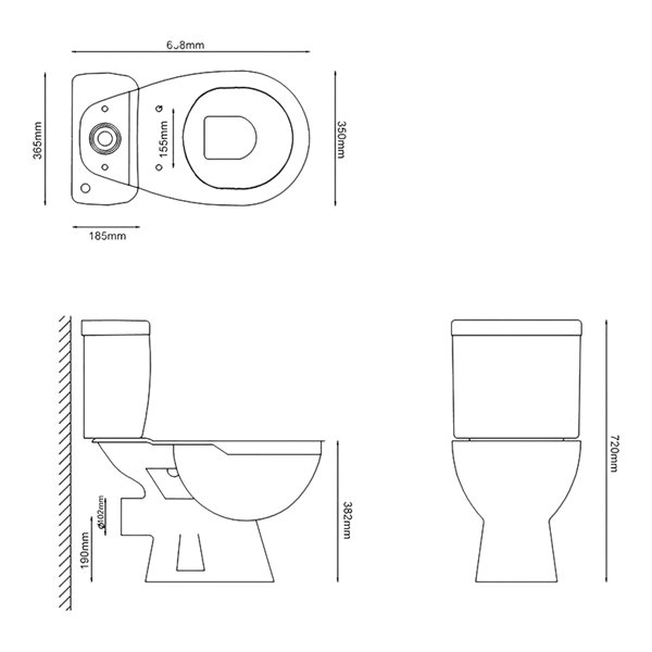 Pack WC à poser sans bride avec sortie horizontale Tapia
