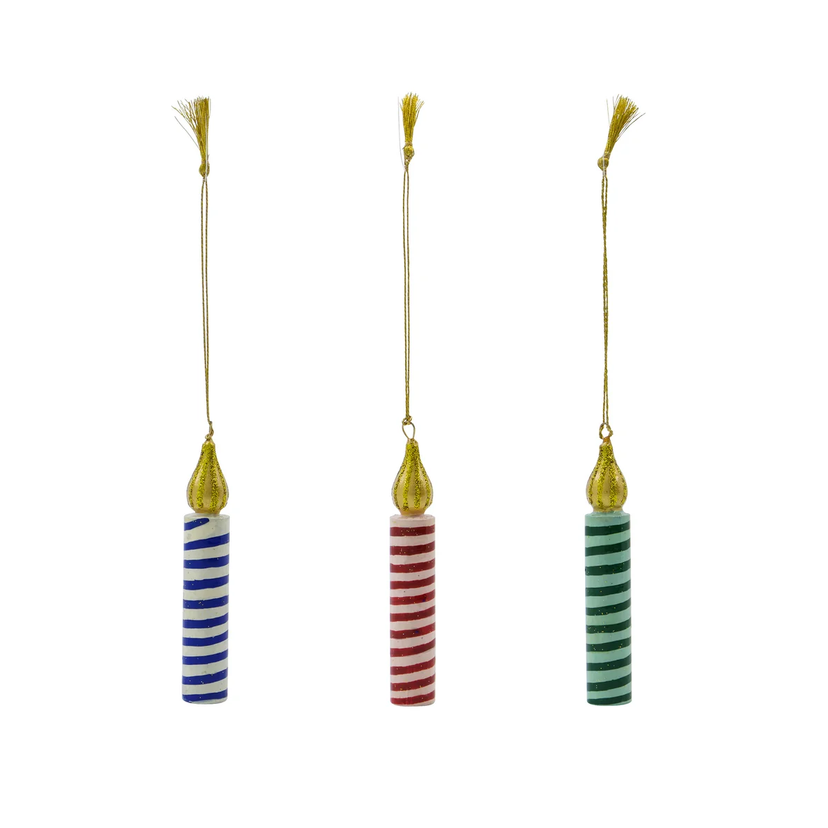 House Doctor - Candle Ornament Ø 1,5 cm, grün / rose / blau (3er-Set)