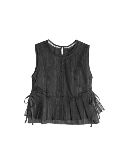Pleated detail mesh vest - 25SRT134A