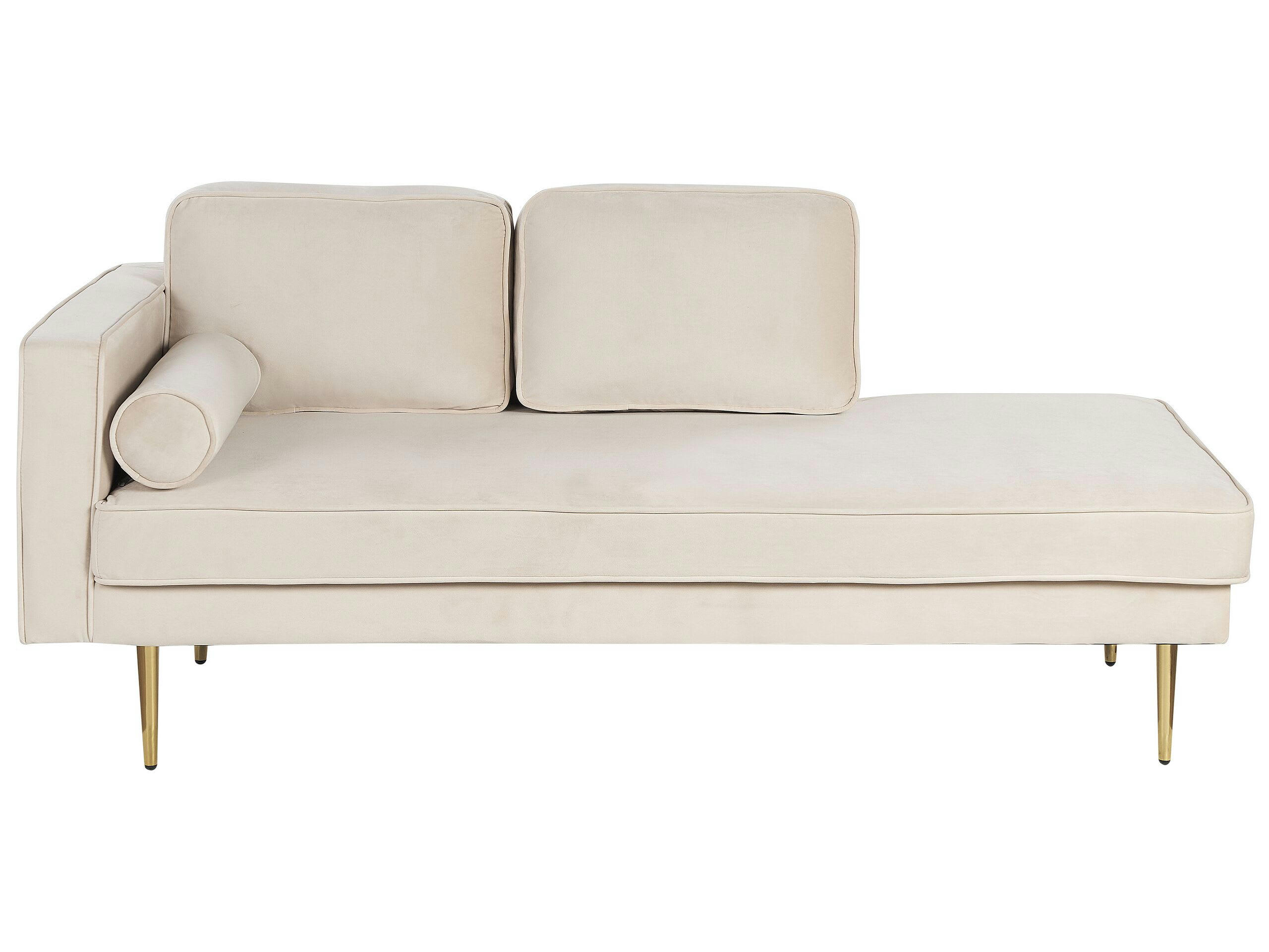 MIRAMAS - Chaise longue côté gauche en velours beige