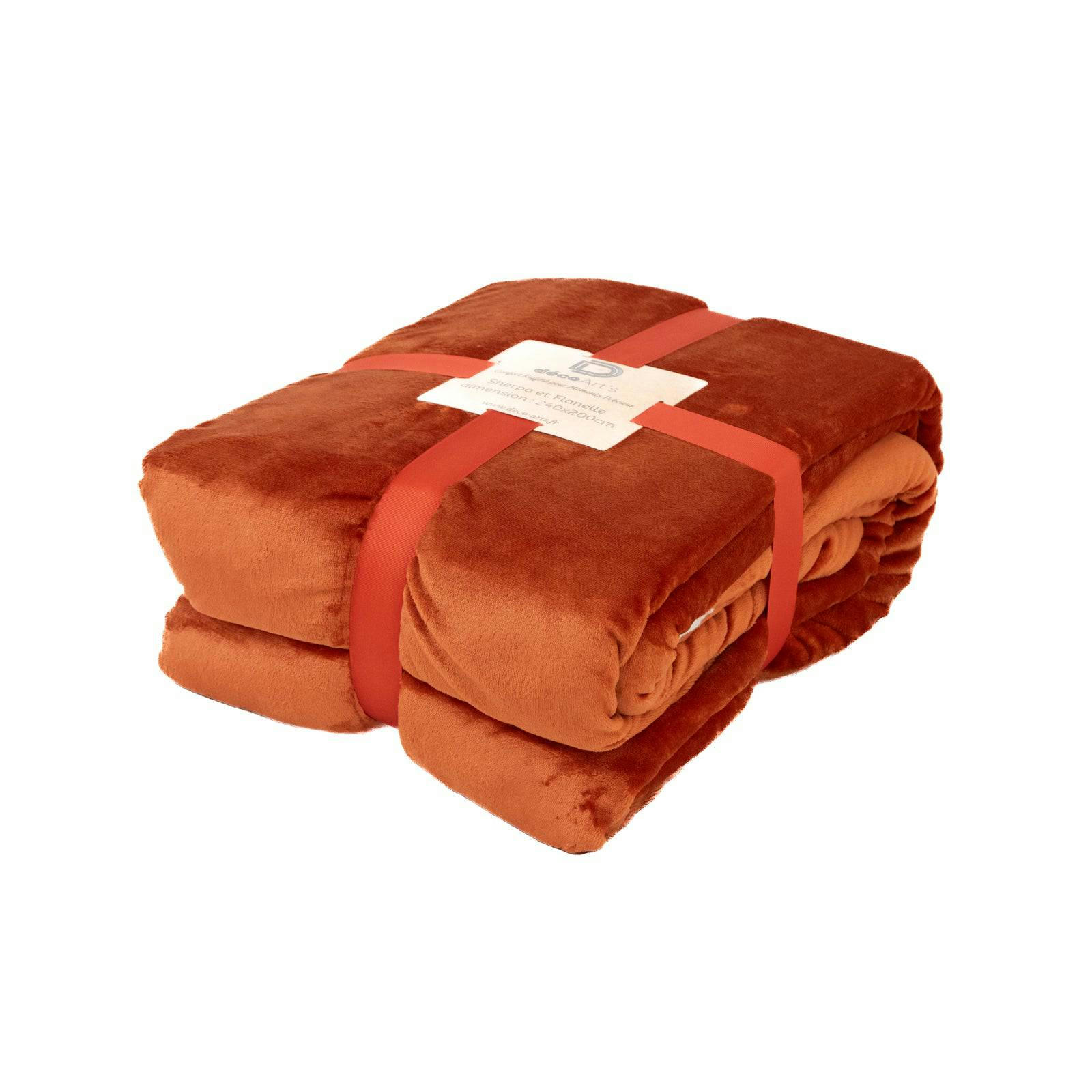 - Plaid en sherpa flanelle 480 gsm  200x240 terracotta