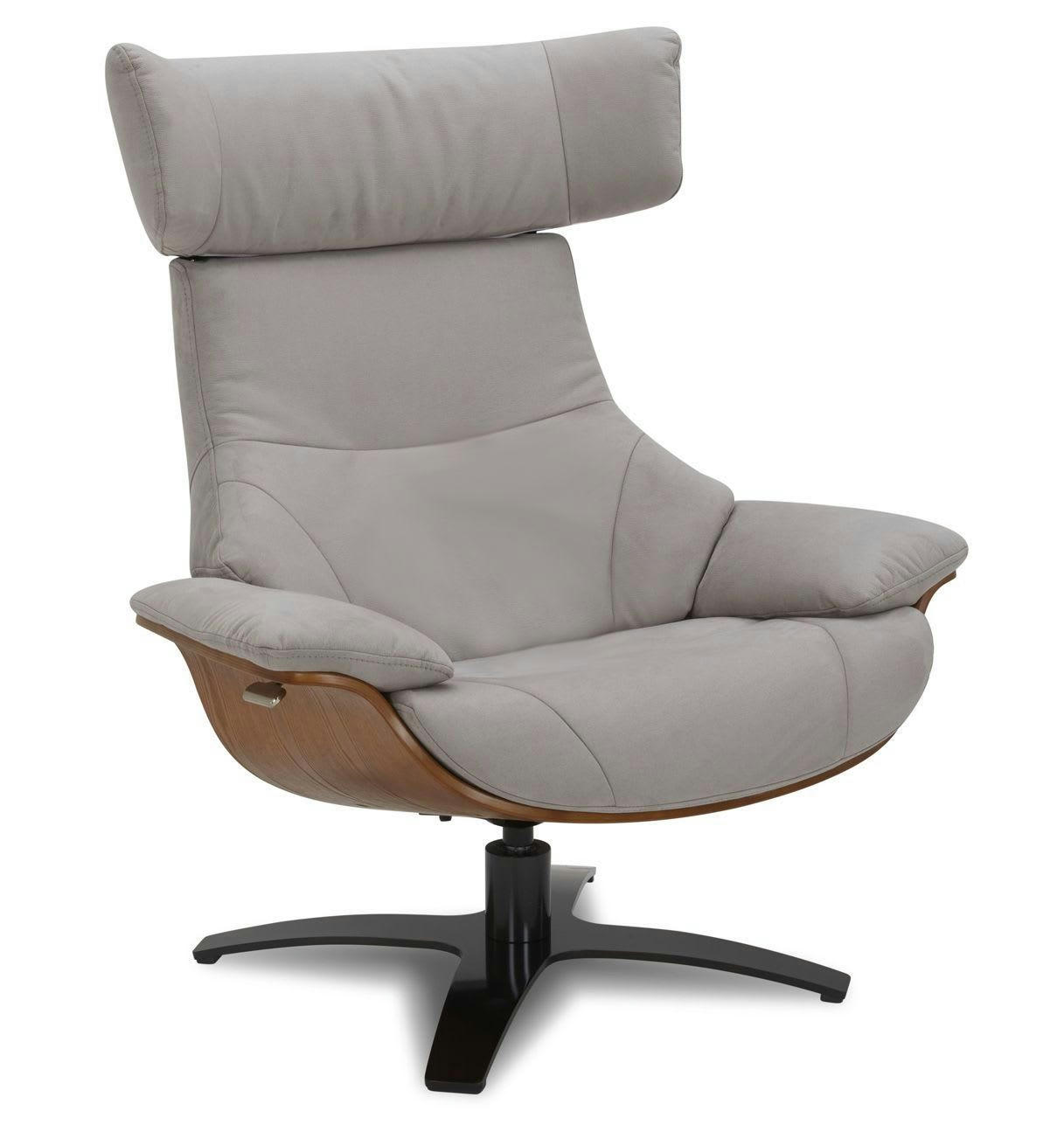 NAOS - Fauteuil en Microfibre et chêne Naturel - Microfibre Gris