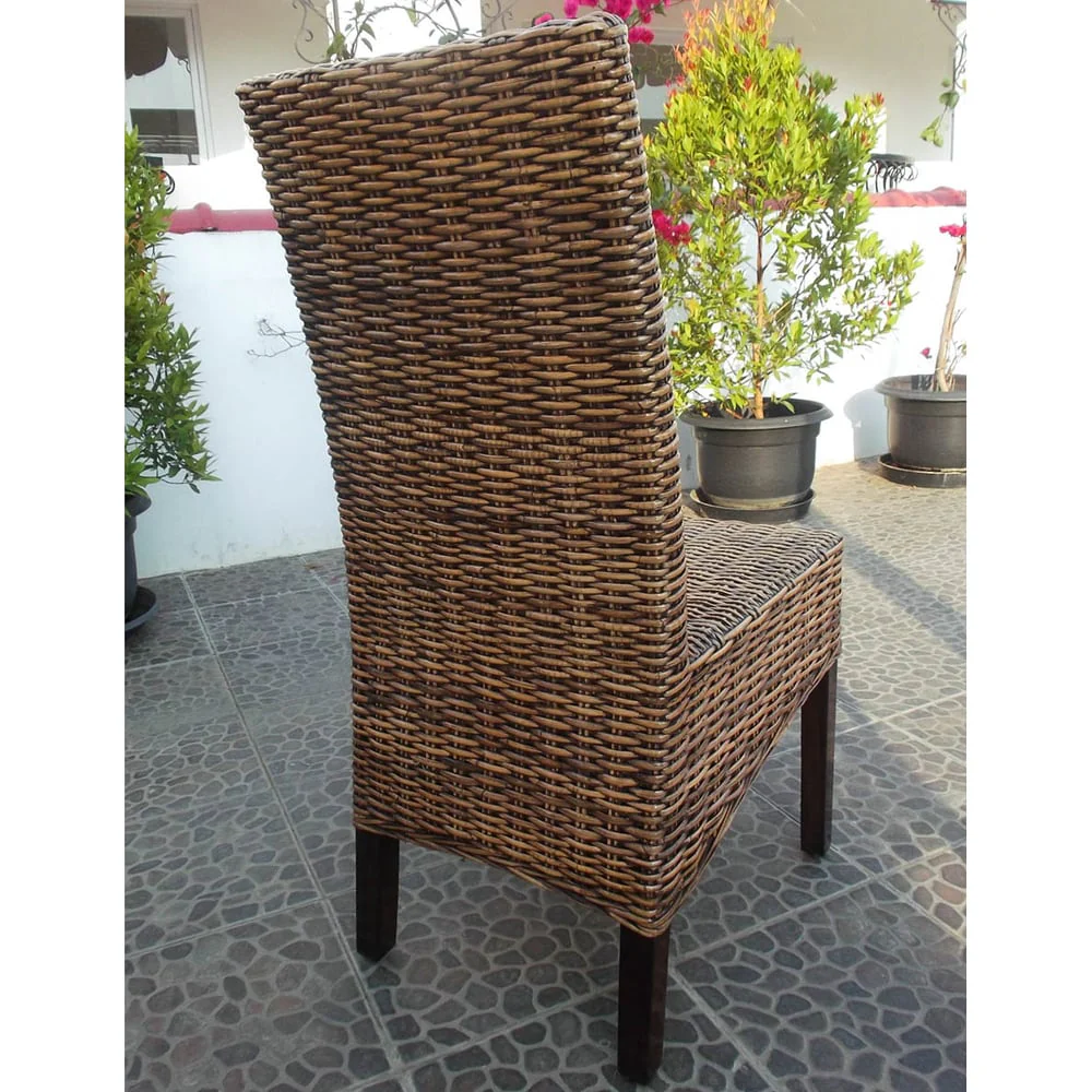 Java Woven Rattan/Mahogany Dining Chair ( Set of 2)