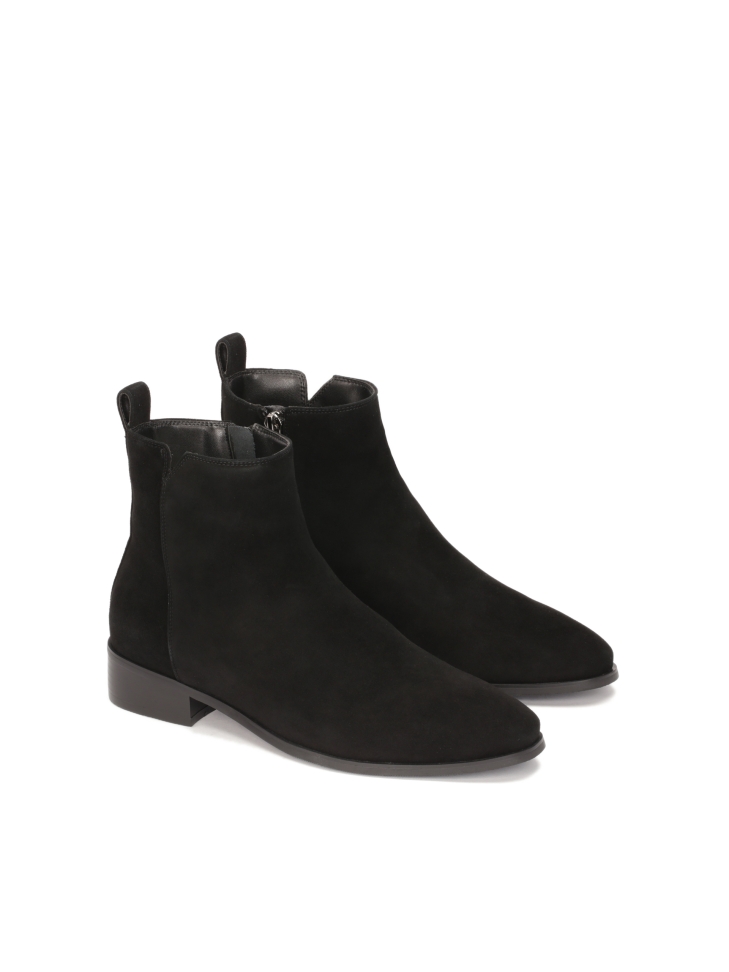 Black suede zip-up boots