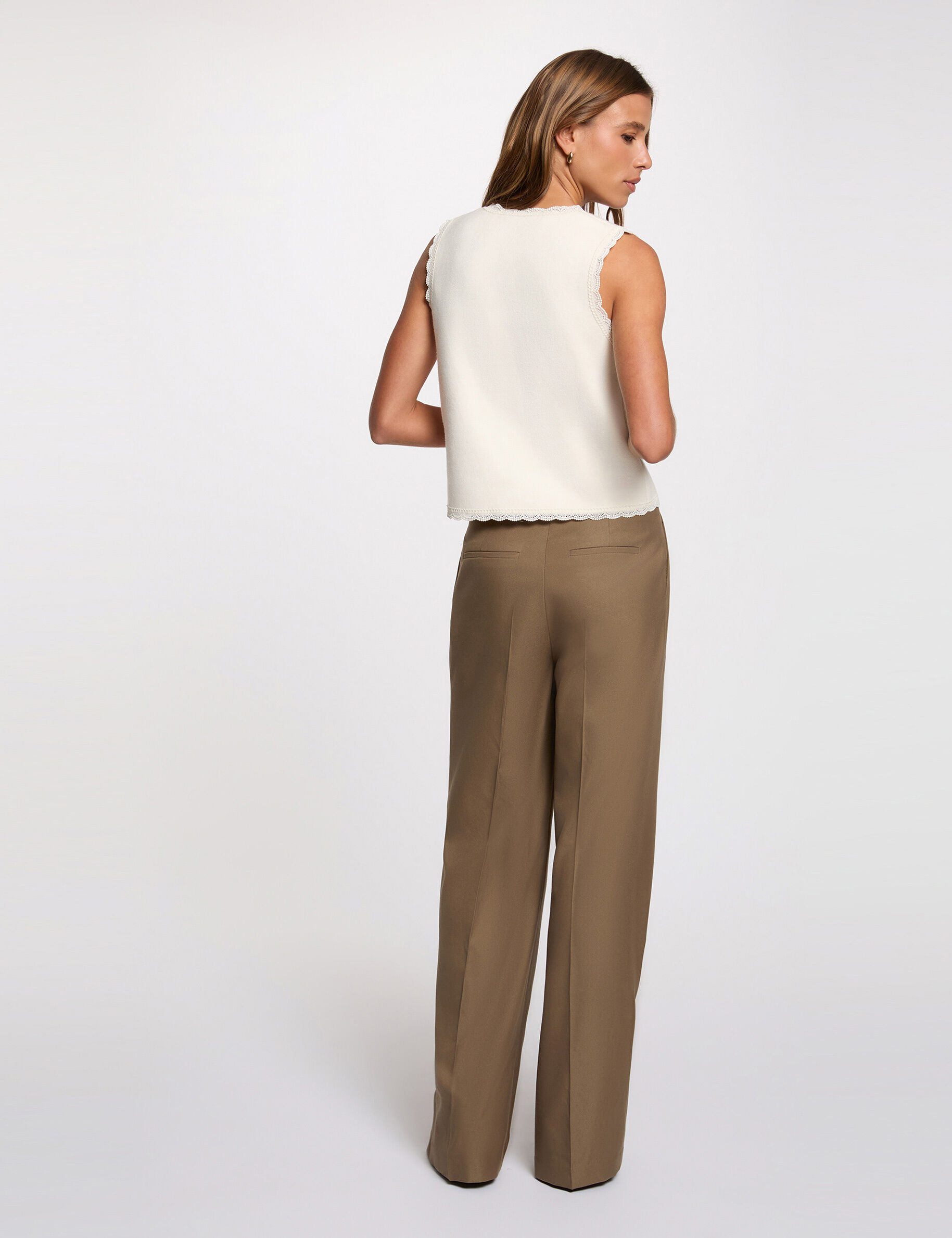 Fitted Cardigan With Round Neck Ivory Women