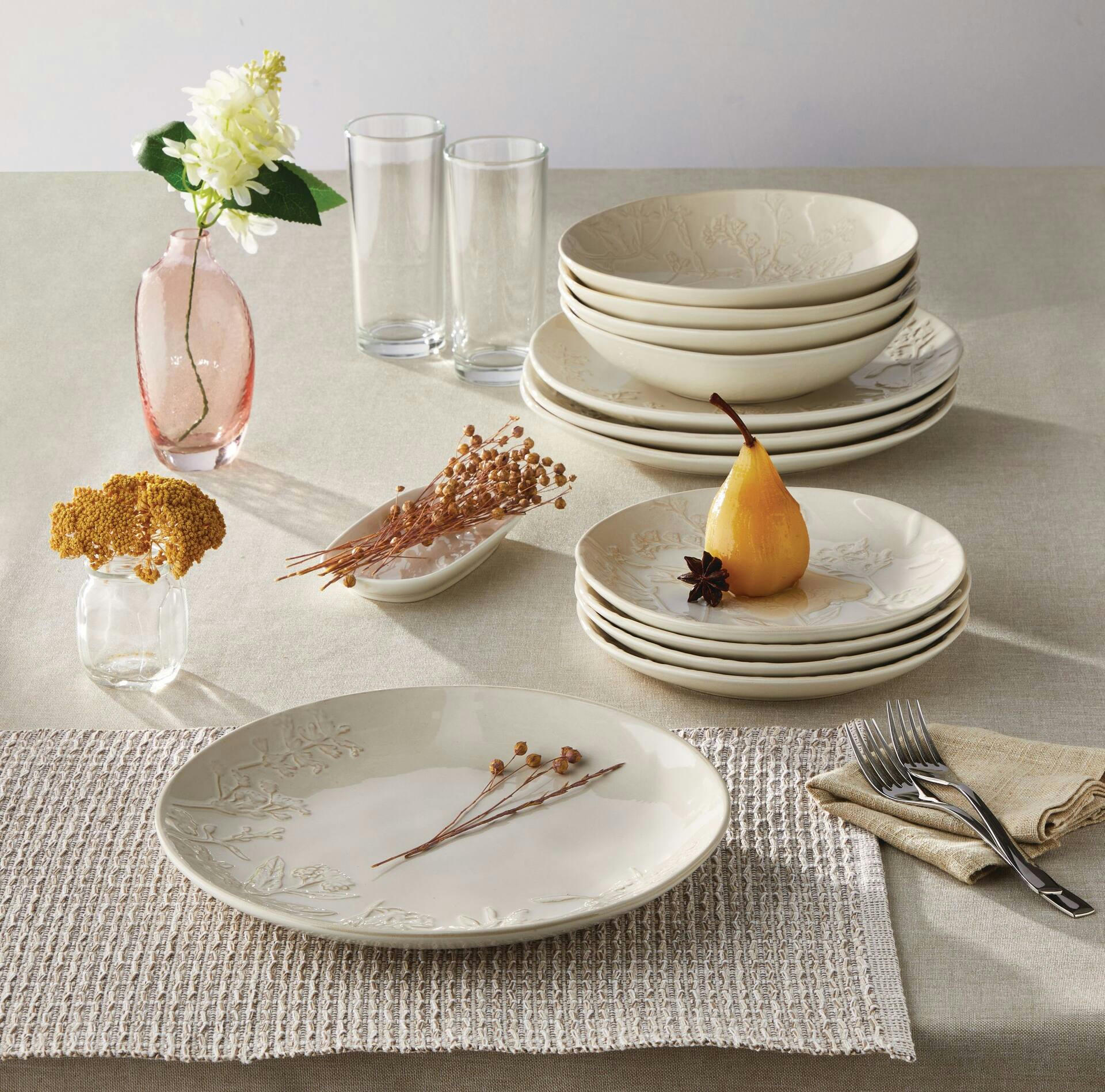 CANVAS Maryvale Embossed Stoneware Dinnerware Set, 12-pc
