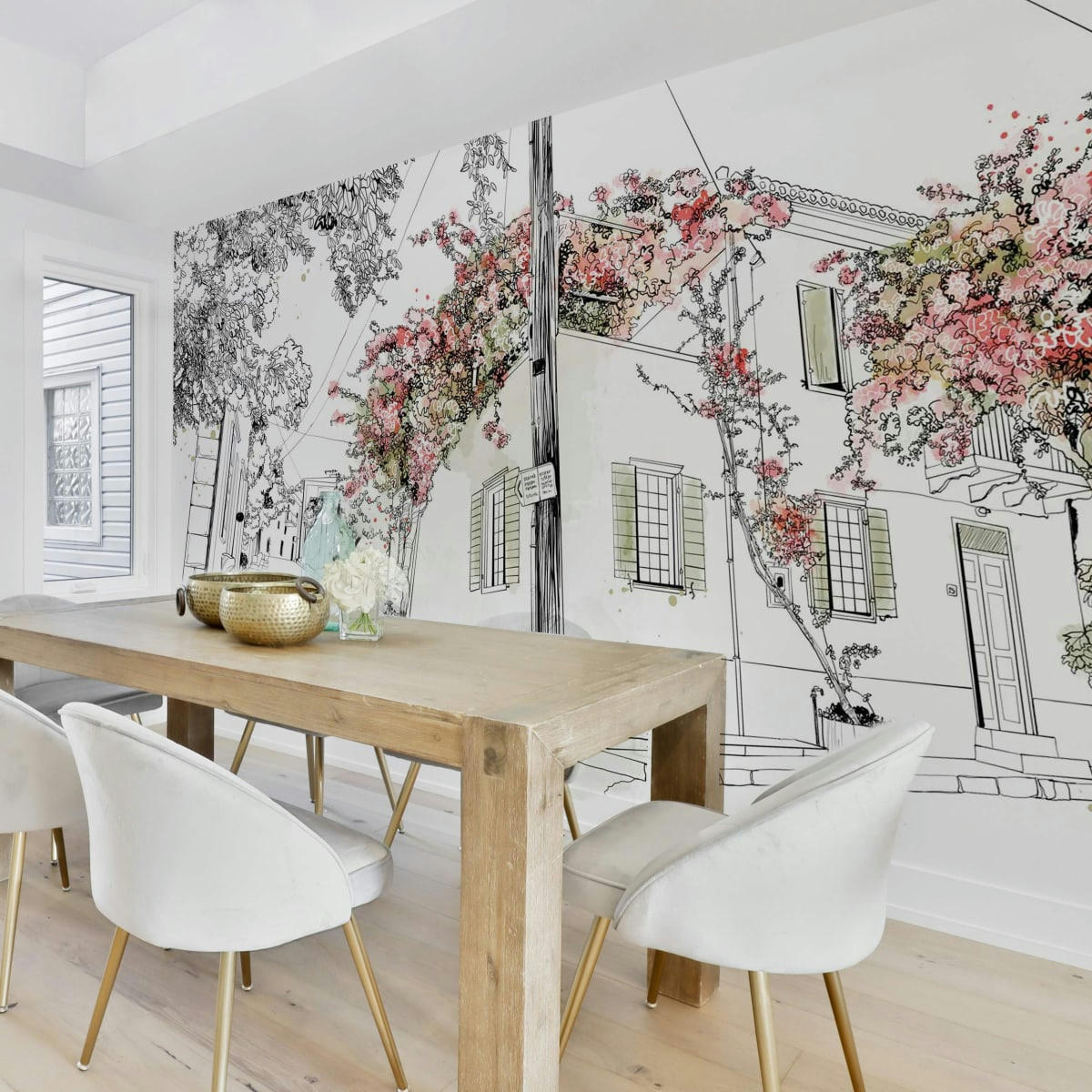 - Papier peint panoramique village en fleurs 375 x 250 cm