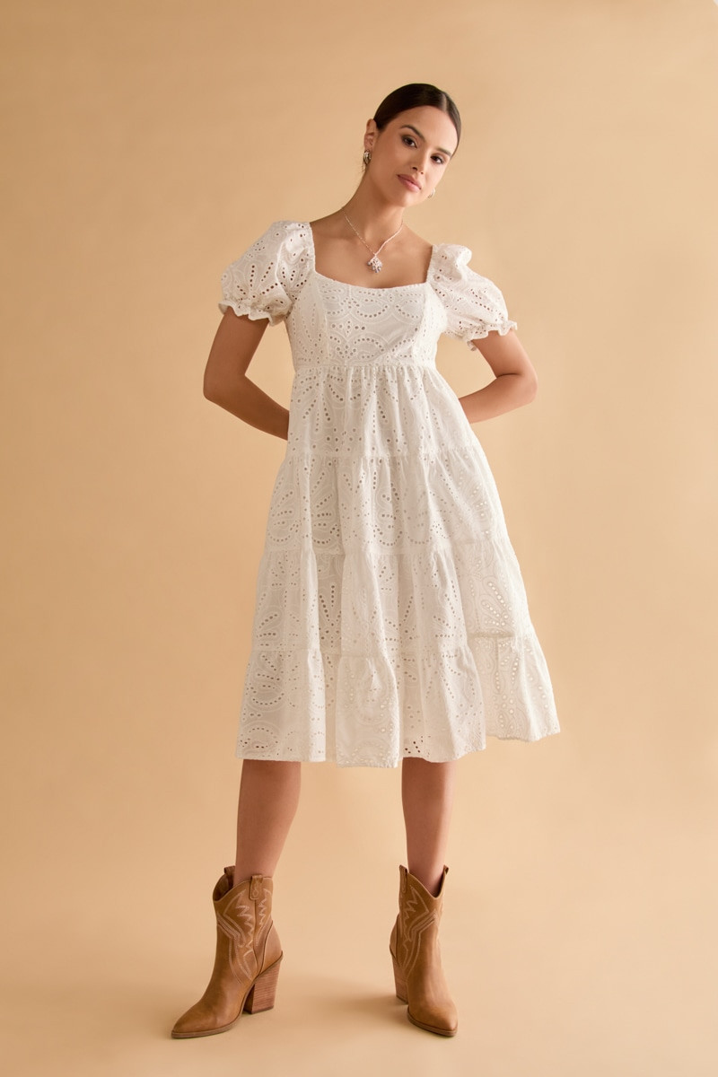 Ashley Eyelet Bow Back Midi Dress