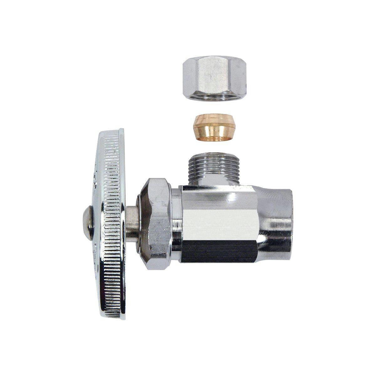 BrassCraft Chrome Angle Valve, 1/2-in Nom. Sweat x 3/8-in OD Comp.