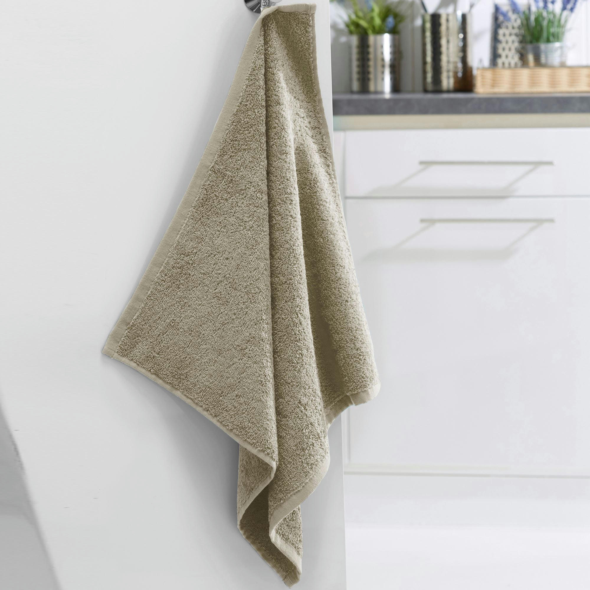 PRATIK - Lot de 2 essuie-mains 50x50 beige ficelle en coton