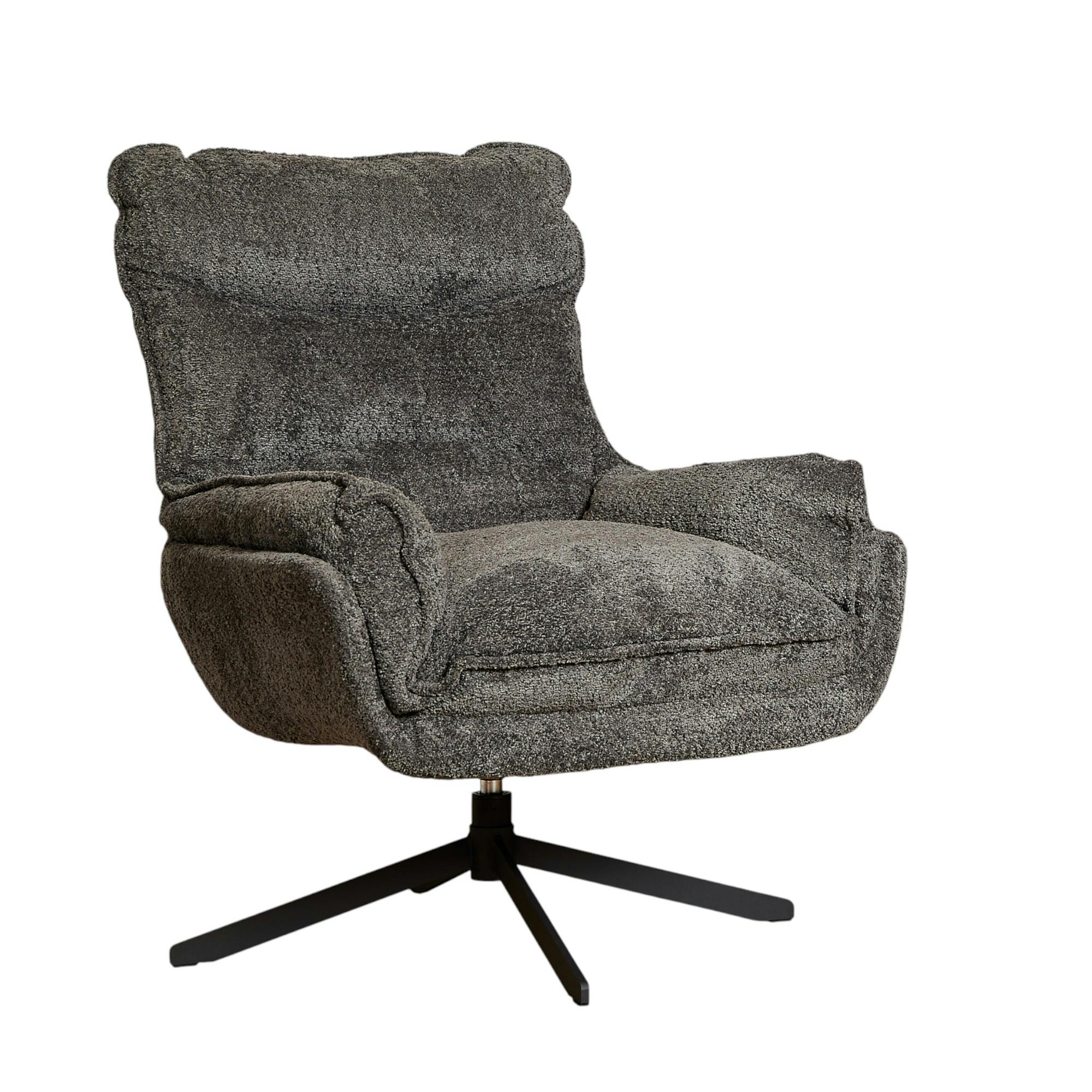 Fauteuil pivotant gris foncé en tissu bouclette BELORA