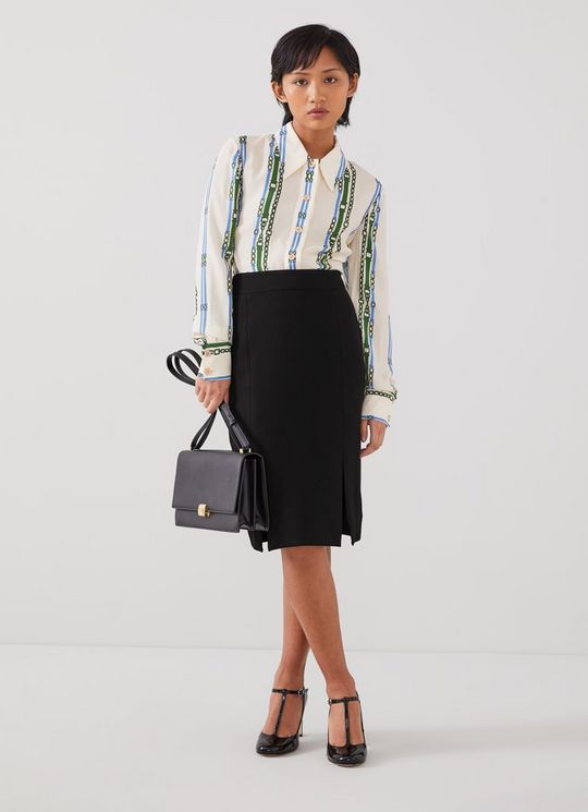 Sky Petite Black Crepe Pencil Skirt with LENZING? ECOVERO? viscose