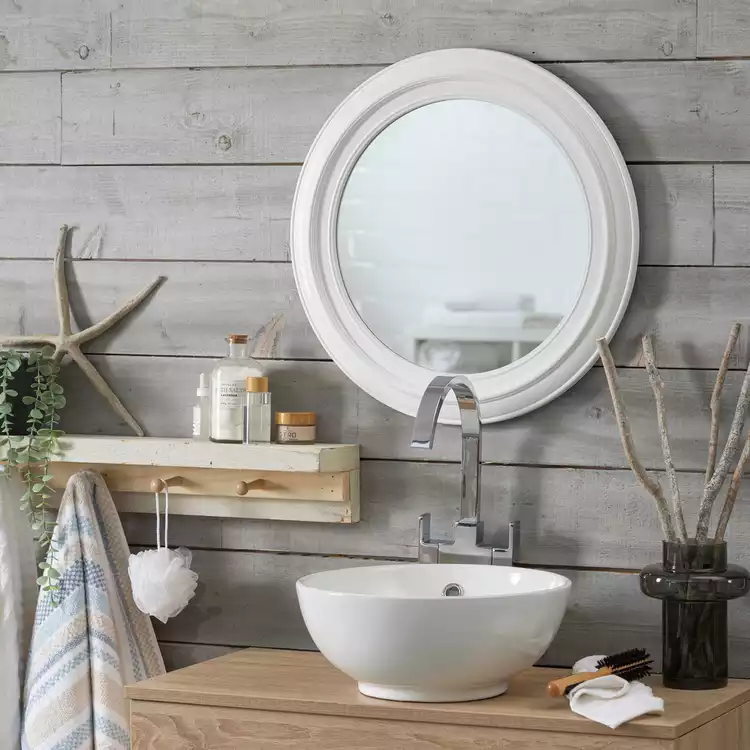 Innova White Round Bathroom Wall Mirror - 55x55cm