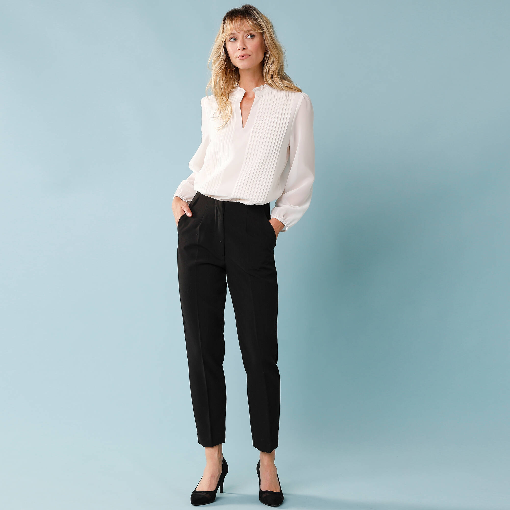 Blouse unie spécial Petites plis piqués, doublée