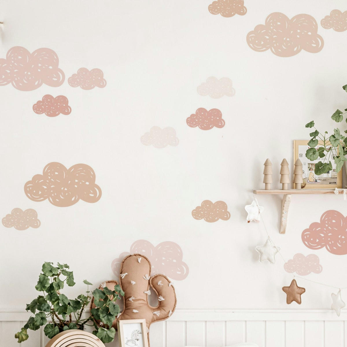 CLOUDS - Stickers muraux en vinyle petits nuages marron et beige