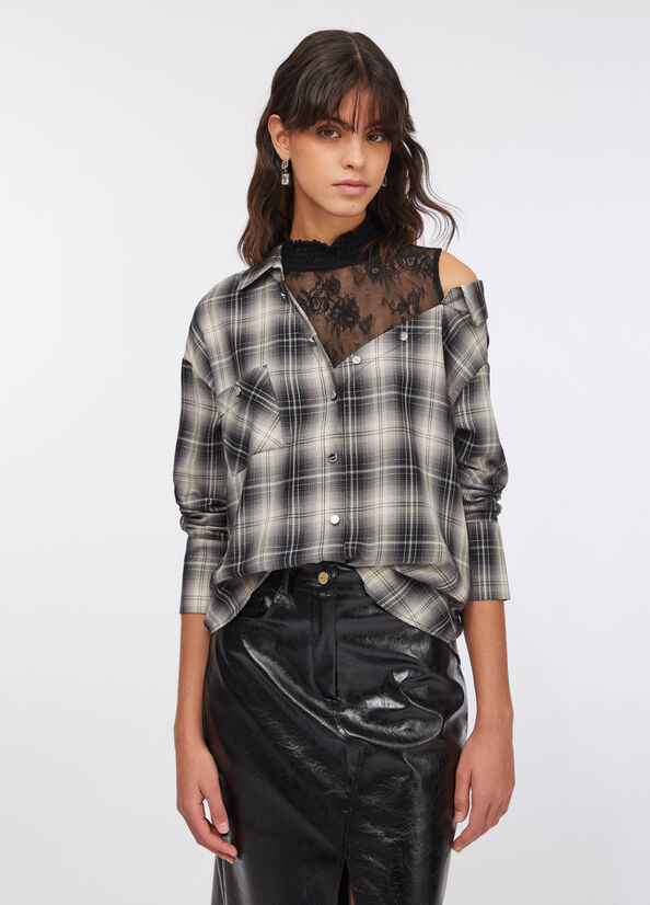 Camicia a quadri con pizzo