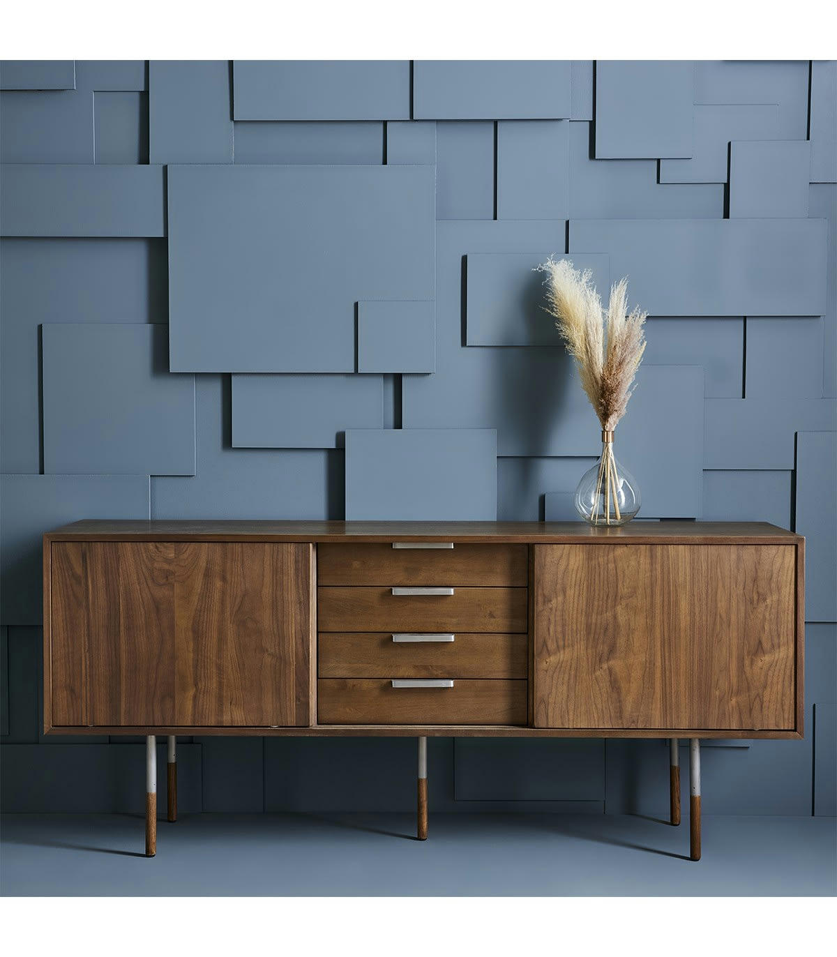 ALTURAS - Buffet en Bois Massif 2 Portes et 4 Tiroirs - L200 x H81cm